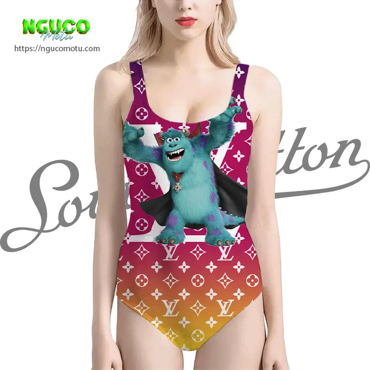 Lv feat monsters university movie james p sullivan dracula swimsuit louis vuitton gift uninque for women